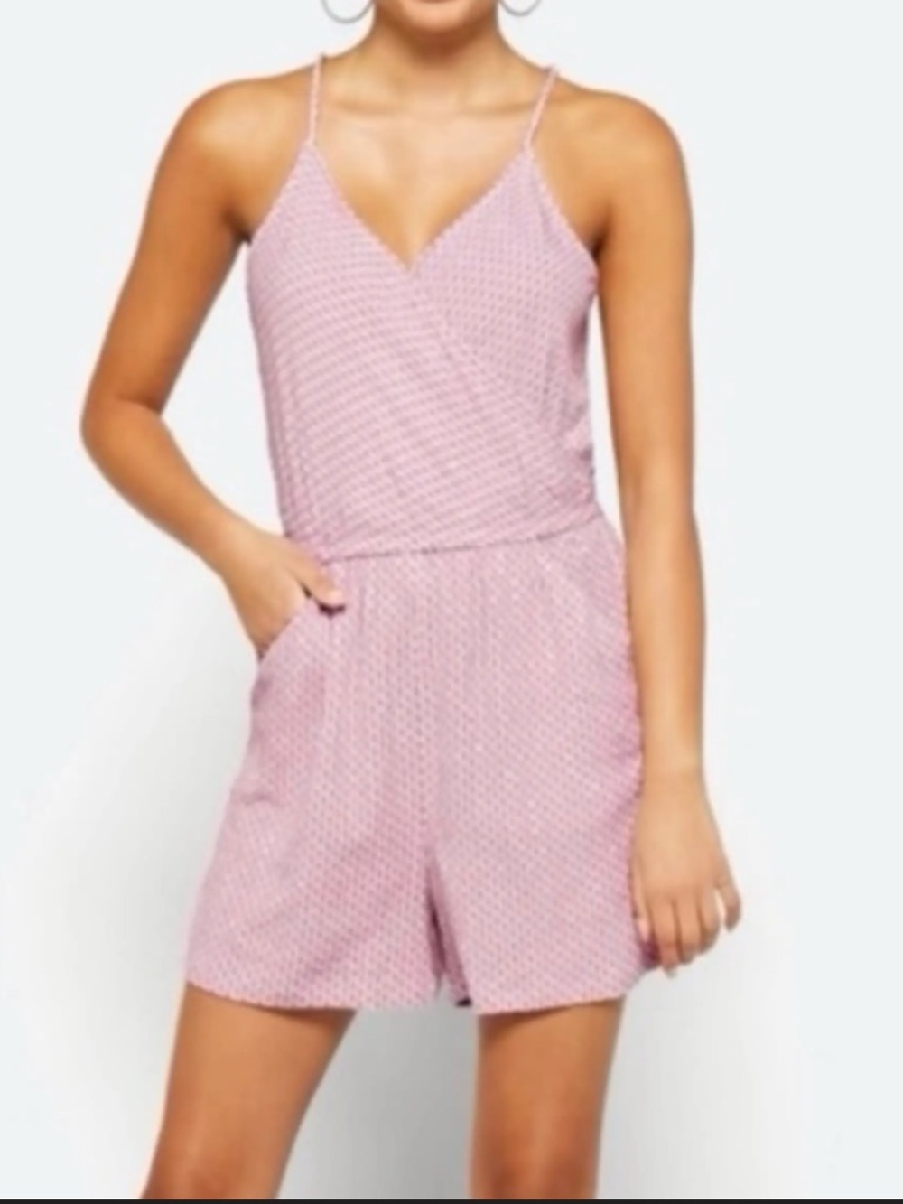 NWT Market & Spruce Stitch Fix Liliana Surplice Checked Romper Size Small